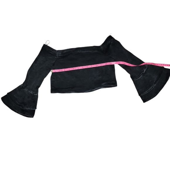 HP🎉NWT Zara woman premium denim black denim crop with bell sleeves - Picture 10 of 11